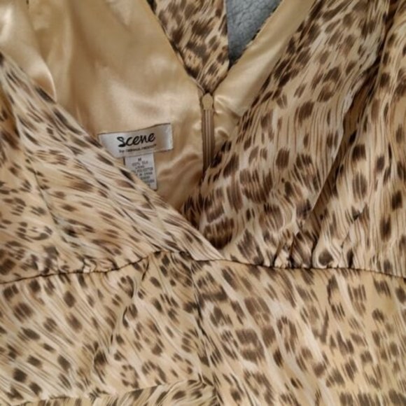 Scene By Donna Ricco Size M Leopard Print Flowy Halter Dress Silk Lining - Picture 10 of 10